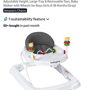 Gray Baby Walker with Removable Toys